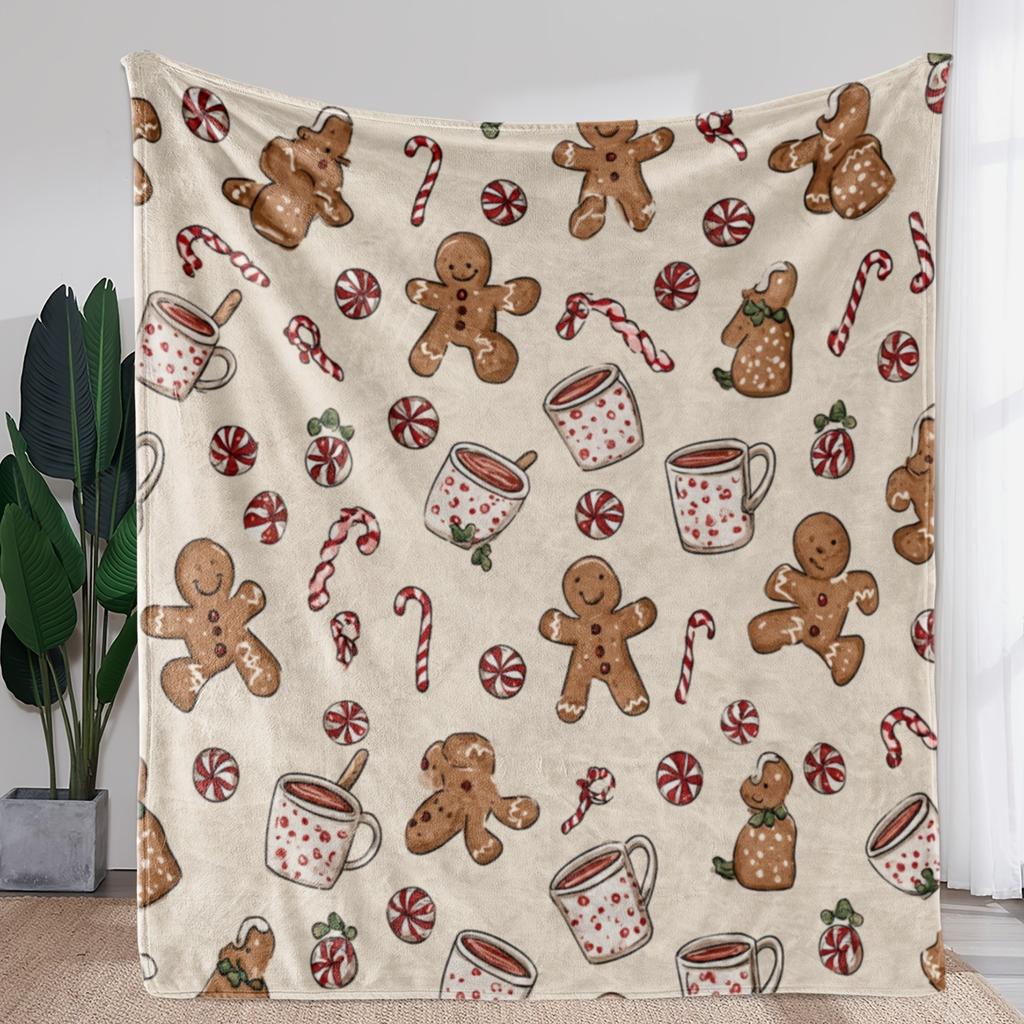Vintage Watercolor Christmas Tree Throw Blanket, Cozy Festive Flannel Blanket for Couch Bed Decor