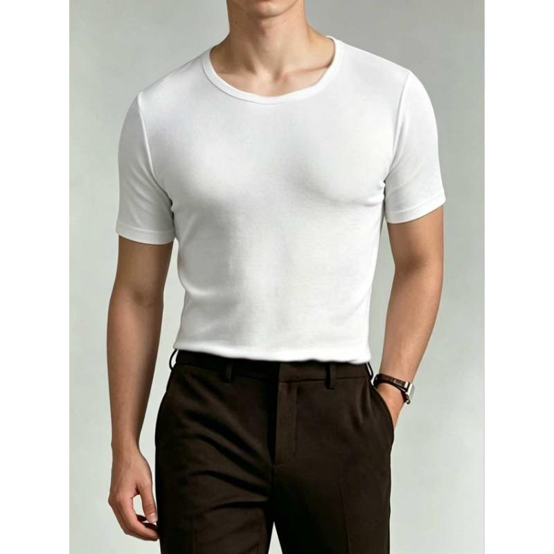 Men S Solid Color Short Sleeve T Shirt Loose Fit Korean Style