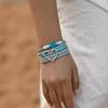 Elegant Heart Leather Wrap Bracelets Stackable Bohomian Cuff Bangles Fashion Rhinestones Bracelets for Women and Girls