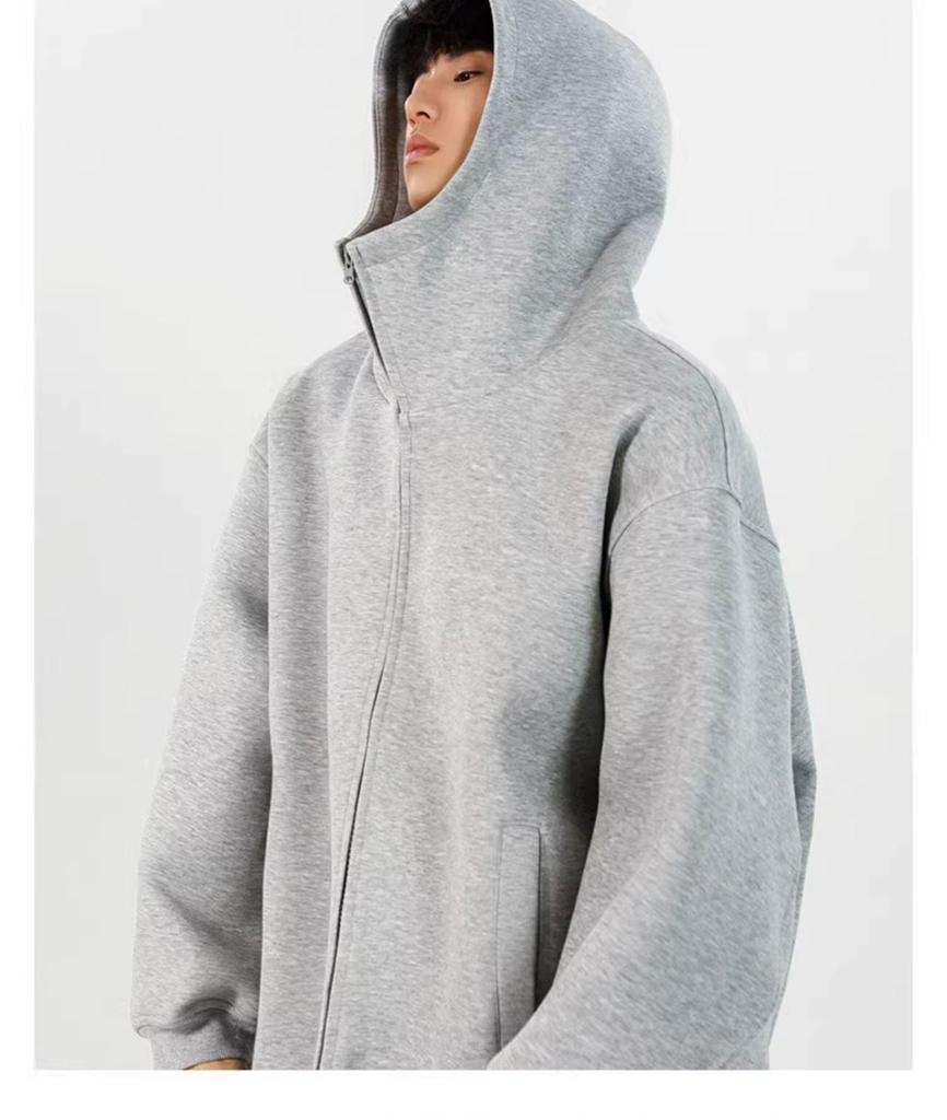 Unisex Oversized Fleece-Lined Hoodie Cardigan: American Style Autumn/Winter Casual Jacket