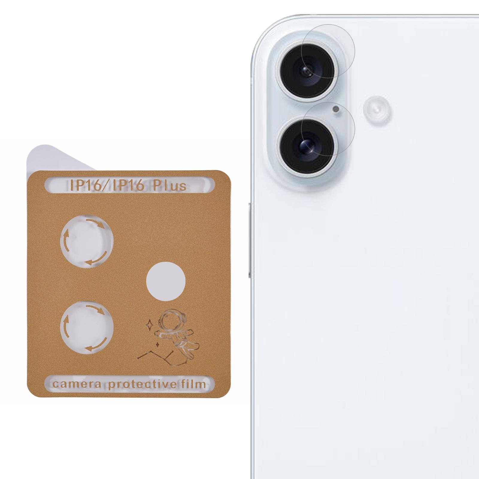 

For iPhone 16/16 Plus Camera Lens Protector Tempered Glass Lens Film Precise Positioning Easy Installation Type A