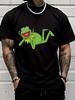Unisex Crew Neck Tee Cute Lying Frog Cartoon Graphic Print Short Sleeve Oversized Male Daily Casual Soft Breathable Basic Wear Top