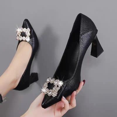 Women Fashion Sweet El Work Office Square Heel Shoes Lady Casual Beige Sexy Party Night Club Heel Pmps Ga28