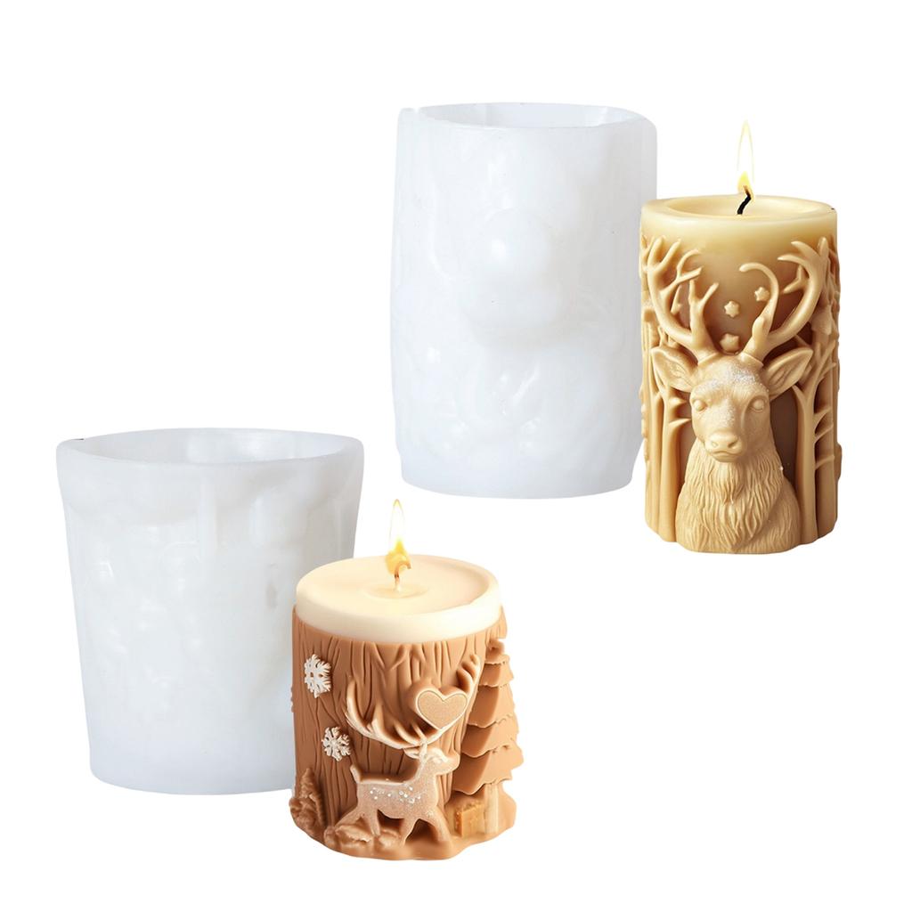 Christmas Embossed Silicone Candle Molds for Epoxy Resin Cylinder Silicone Candle Molds for Candle Soap Home Decoration
