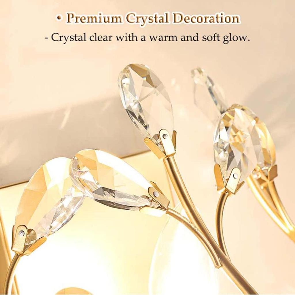 Crystal Wall Sconce, Elegant Flower Branch Wall Sconce Lamps, Modern Minimalist Wall Decor Bedside Wall Lighting Pendant Wall Lamp Fixture for