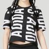 Adidas Allover Print Logo Crew Neck T-Shirt Women Tops Black HC9161