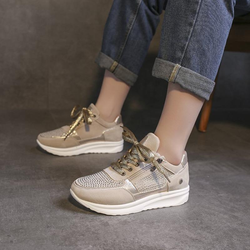 New Flat Round Toe Rhinestone Single Shoes, Fashionable, Sporty and Casual Shoes for Women