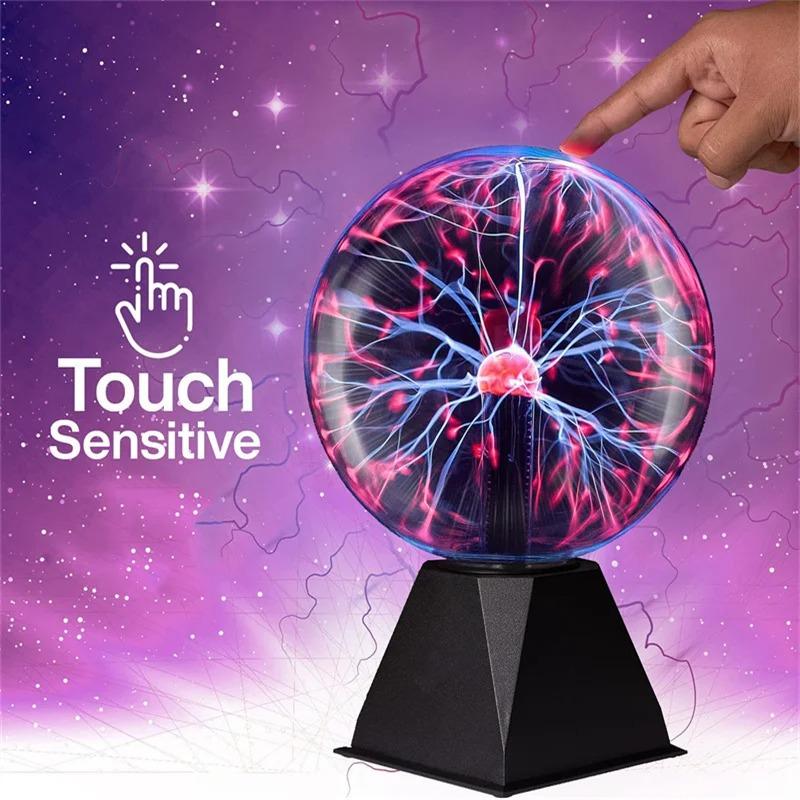 Lampada a Sfera Plasma Magica da 3/4/5/6 Pollici Luce Notturna d'Atmosfera LED Solo Vetro Sensibile al Tocco Luce Plasma Decorazione Camera da Letto Regali per Bambini