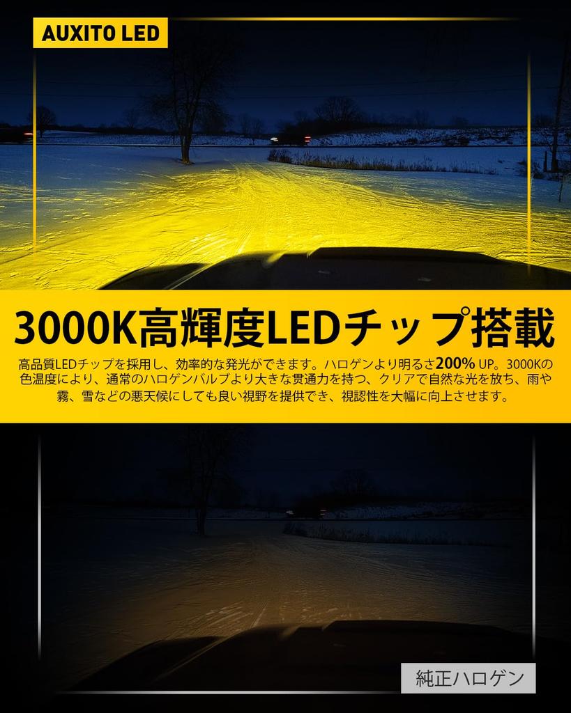 AUXITO h3 led mlhové světlo žluté h3 led originální halogenová velikost h3 krátká led žárovka 3000k malý úhel nastavitelný vysoká svítivost bez ventilátoru redukce hluku