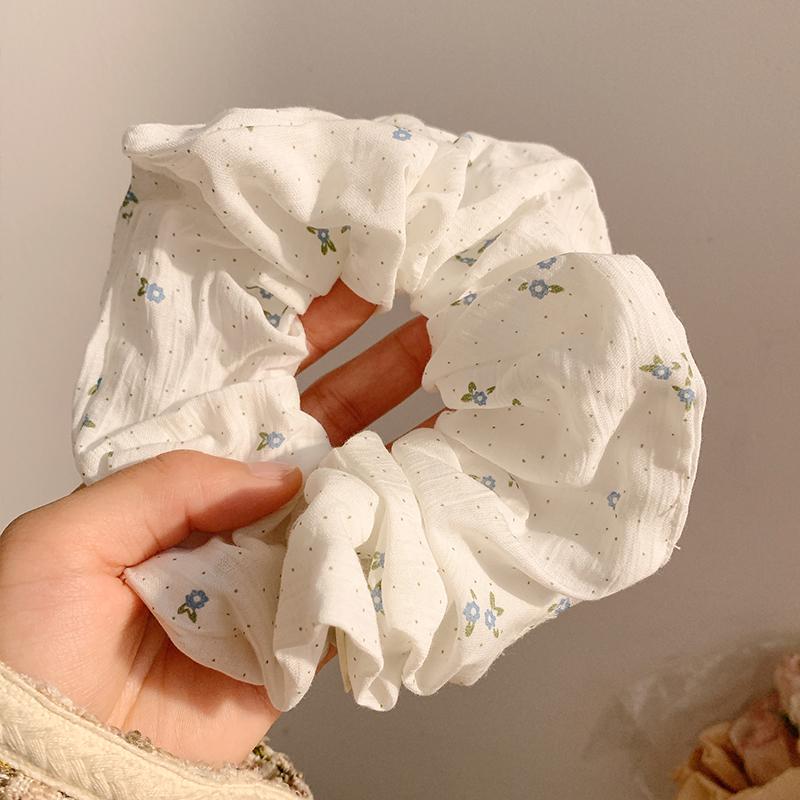 

Korean White Floral Hair Tie for Women - Large Intestine Style, Perfect for Buns, High-End Feel, 2025 New Trend