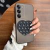 Heart Shape Suction Cup Phone Case for OPPO Reno12 Pro 5G,Reno12 5G Semi Transparent Matte Shockproof Soft TPU Cover