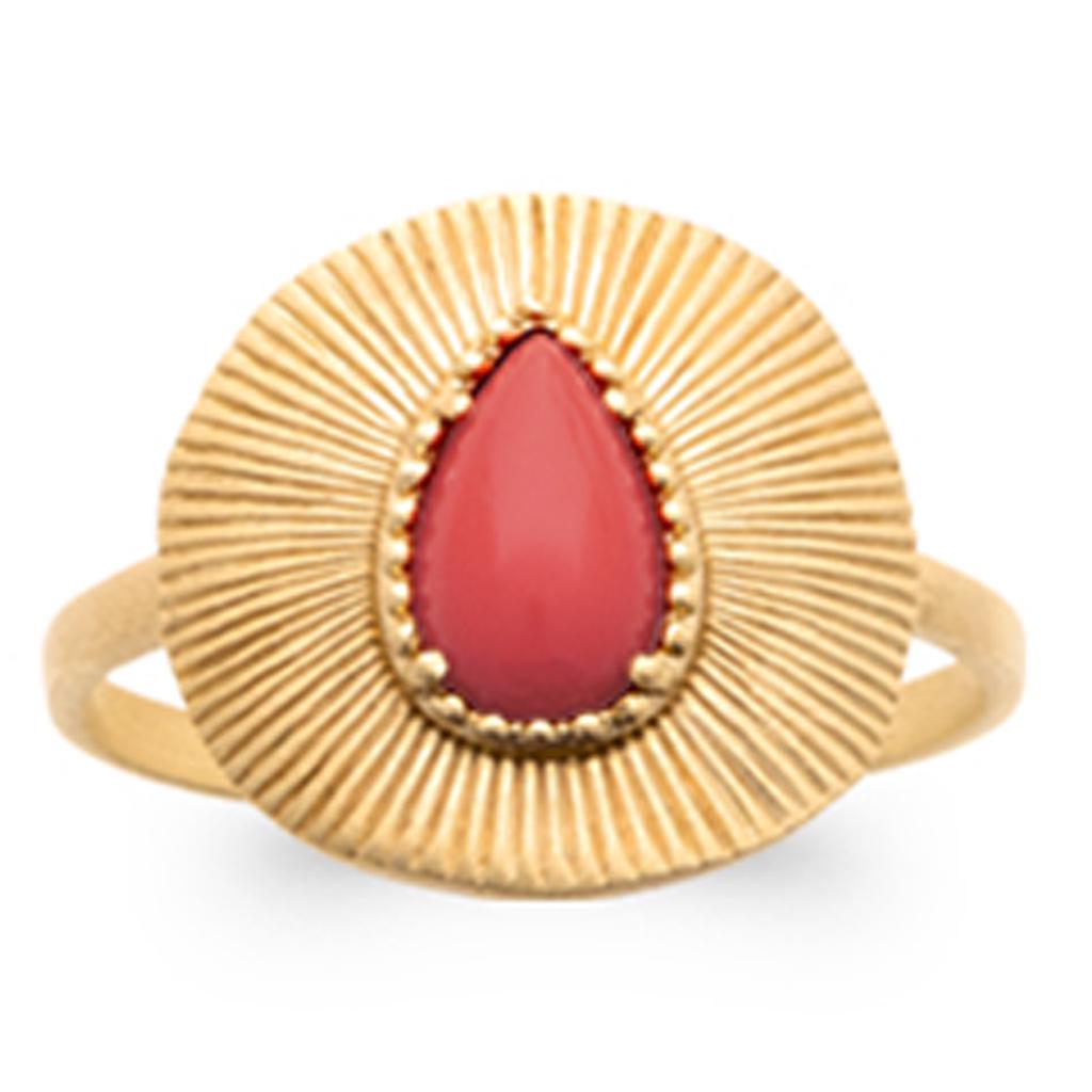 Gold Plated Ring 'Cleopatra' Golden Coral - 14 Mm