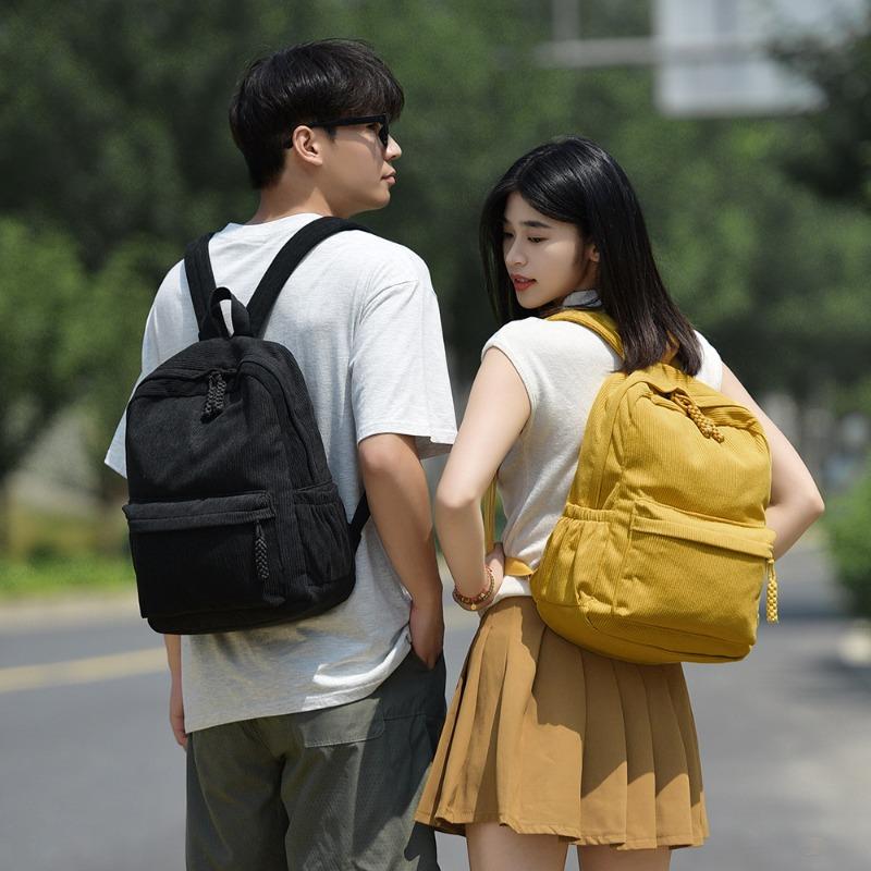 Spring Corduroy Small Backpack Female New College Student Backpack Casual Versatile Large Capacity Travel Backpack
