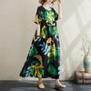 Short Sleeve Plus Size Cotton Vintage Floral New In Dresses for Women Casual Loose Long Summer Dress