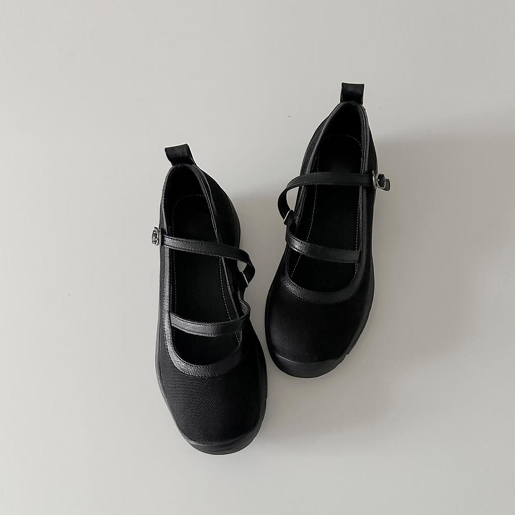 Verze z hovězí kůže~ dámské platformové ležérní boty Mary Jane univerzální přezka s jedním páskem s kulatou špičkou retro sportovní baleríny