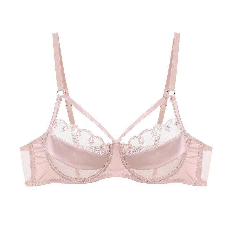 

Французское сексуальное нижнее белье летнее ультратонкое чистое желание сетчатое дышащее нижнее белье большая грудь маленькая защита от провисания бюстгальтер-покрытие 85CD розовый