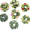 Rose Pillar Candle Holder Exquisite Eucalyptus Leaf Candlestick Wreath Candle Holder  Party