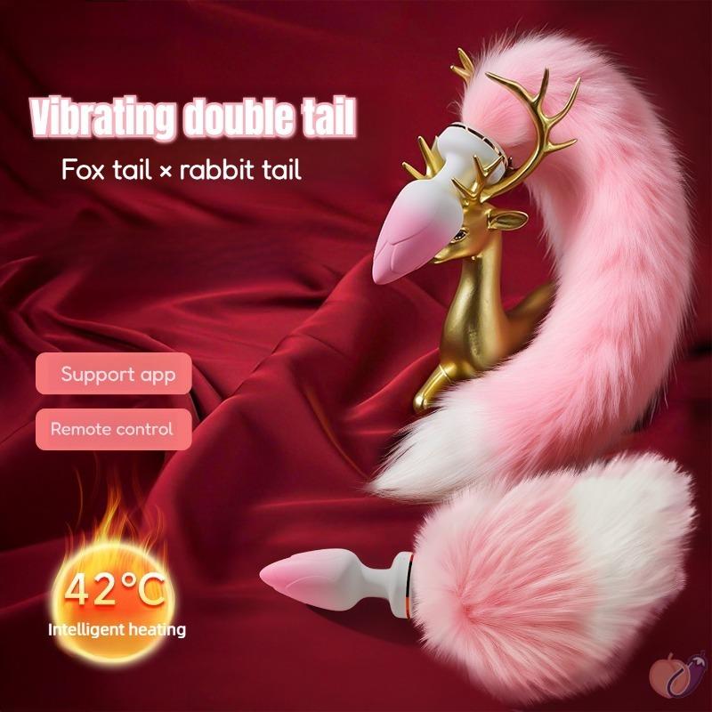 Super Fluffy Soft Fox Tail Anal Plug APP&Wireless Remote Heating Strong Vibration Silicone Adult Sex Toys for Women&Unisex 18+