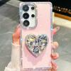 Gem Love Stand Is Suitable for Samsung S25 Ultra Mobile Case Flash Diamond S24 Flash Powder A56 Fashion A17