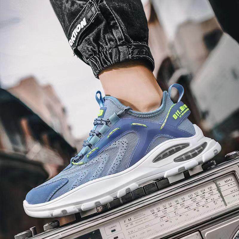 Men's shoes running shoes flying woven mesh breathable trendy shoes men's casual sports shoes dad shoes breathable and comfortable