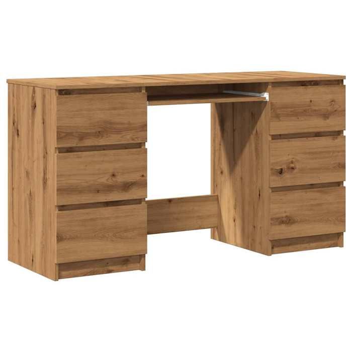 VidaXL Bureau chêne artisanal 140x50x77 cm bois d'ingénierie, bureau de travail, bureau d'étude, bureau à domicile, bureau 855961