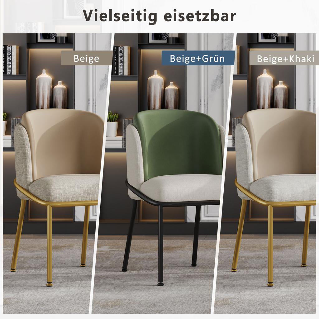 4 Pcs Modern Chair with Angled Chair Legs and Adjustable Feet, Ideal for Living Room, Open Office Space, Dining Room (Beige+Khaki)