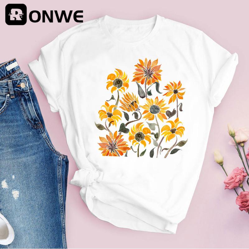 Women Graphic Flower Floral 3D Print T-shirt Girl Funny 90S Print Tops Tee Drop Shipping T-Shirts