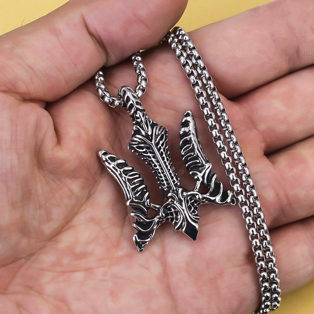 Viking Anchor Trident Titanium Steel Pendant Viking Pendant Men s Trend 60CM