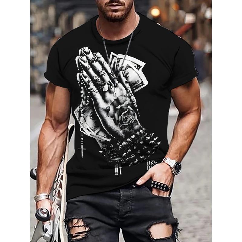 Herren T-Shirt Neuheit Totenkopf 3D Druck Kurzarm T-Shirt Tops Punk Stil Rundhals T-Shirt Sommer Outdoor Übergroße Kleidung