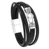 Retro Style Men's Leather Bracelet with Zinc Alloy Ring Buckle, Hand-Woven and Multi-Layered
