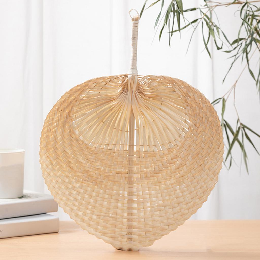 Handmade Weaving Fan Natural Bamboo Raffia Hand Fan Chinese Style Woven Palm Leaf Handheld Fan Summer Cooling Fan Wedding Party Decoration