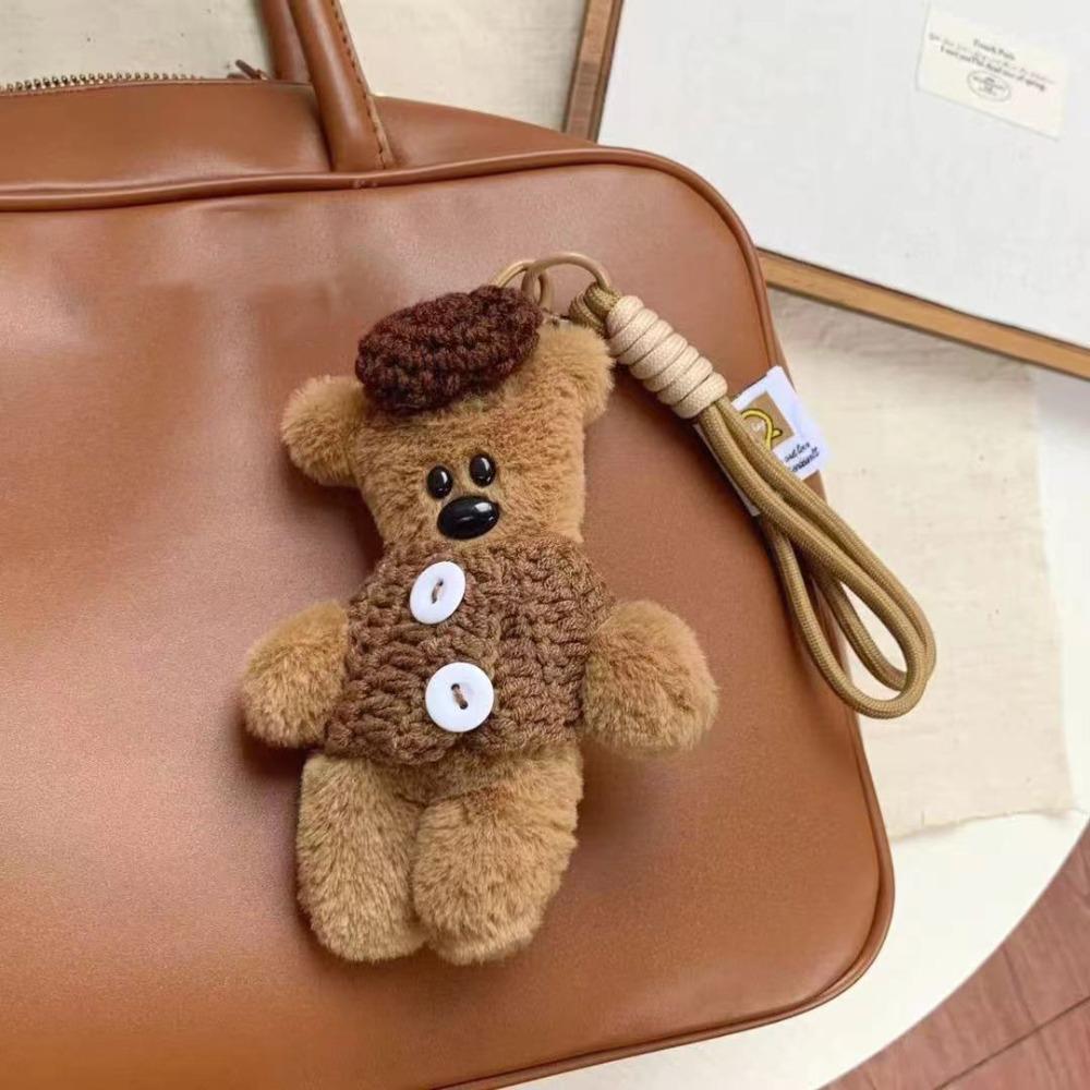 Cute Soft Bear Bag Charm Brown Bag Hanging Cartoon Keychain Cartoon Handmade Craft Keychain Bag Decoration