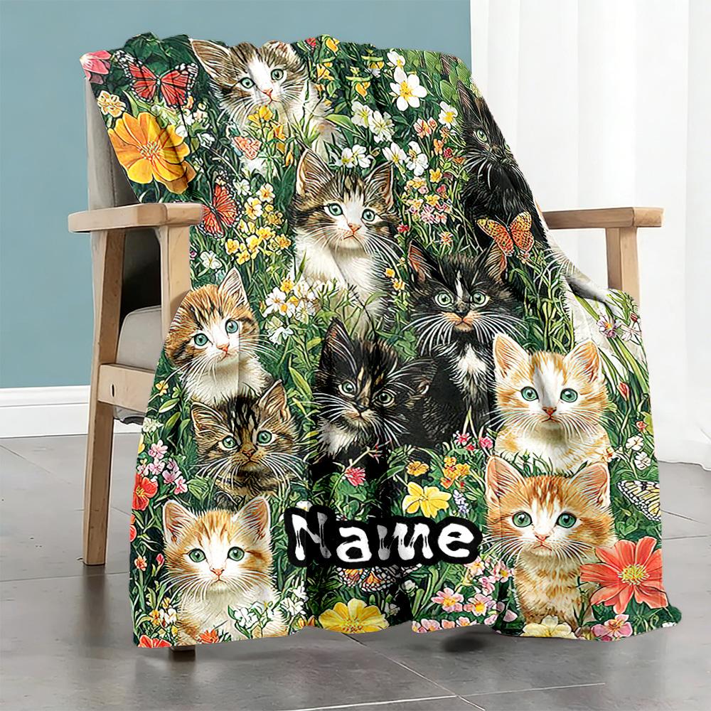 Cat11 Personalized Name Blanket Multi-purpose Customizable Blanket Durable Comfort Suitable for Home Decor Couch Nap Seaside for All Occasions