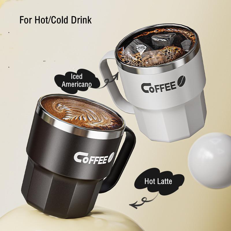 400ml Fashion Stainless Steel Coffee Mug With Cover Creative Office Home Milk Tea Breakfast Handle Cup