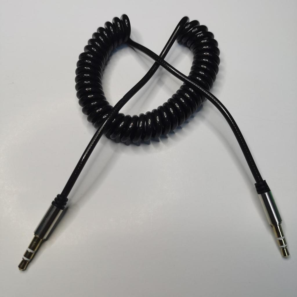 1.5m Spring AUX Audio Cable, 3.5mm Male-to-Male, Retractable Car Connection