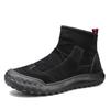 Men's Boots High Cut Workwear Shoes Autumn New Zipper Pleated Non Slip Comfort Thick Soled Wear-resistant Fashion Flat Boots