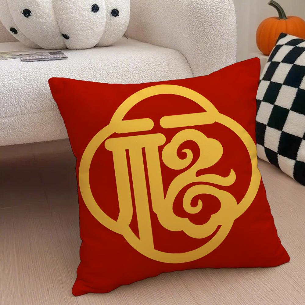 Lucky Traditional Chinese Characters Fu Cushion Cover Throw Pillow Cover Hidden Button Durable Polyester Chair Cushion