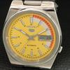 GENUINE VINTAGE SEIKO 5 AUTOMATIC 7009A JAPAN MENS YELLOW DIAL WATCH A708799-1