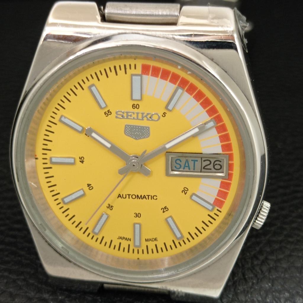 GENUINE VINTAGE SEIKO 5 AUTOMATIC 7009A JAPAN MENS YELLOW DIAL WATCH A708799-1