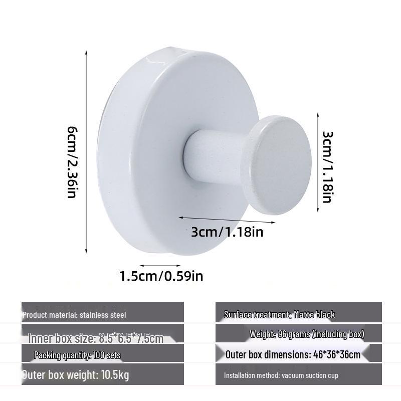 Stainless Steel No-Drill Suction Cup Hook for Kitchen & Bathroom