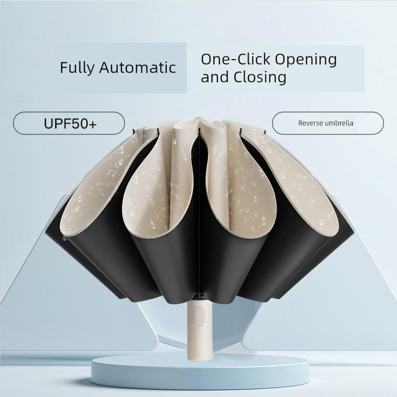 Paradise Umbrella Fully Automatic 70% off Black Coated Sun Protection Uv Protection Reverse Umbrella for Women and Men