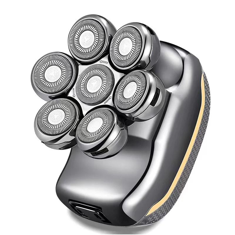 Men's Electric Head Shaver Razor Rechargeable Cordless Hair Shaving Razors For Bald Man 6 In 1 Waterproof Wet Dry Beard Trimmer