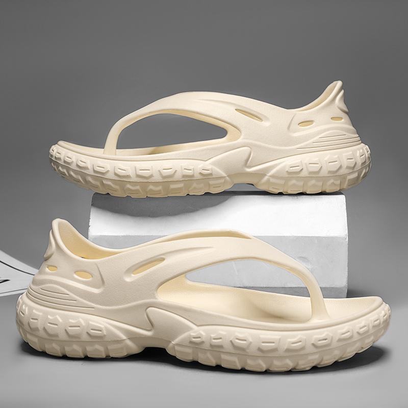 

Мода 2025 Лето Новые Мужские Сандалии Толстая Подошва Увеличение Нескользящие Уличная Мода Все Пляж Отдых Большой Размер Шлепанцы 40 бежевый