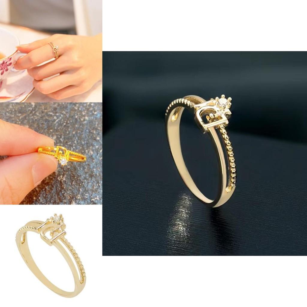 Contemporary Adjustable D-shaped Rhinestone Ring For Women Perfect For Special Occasions