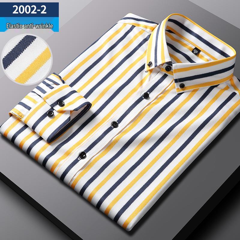 

Мужская стрейчевая деловая рубашка: Полосатый с длинным или коротким рукавом, коллекция весна/лето Size 41 (66-70 kg)