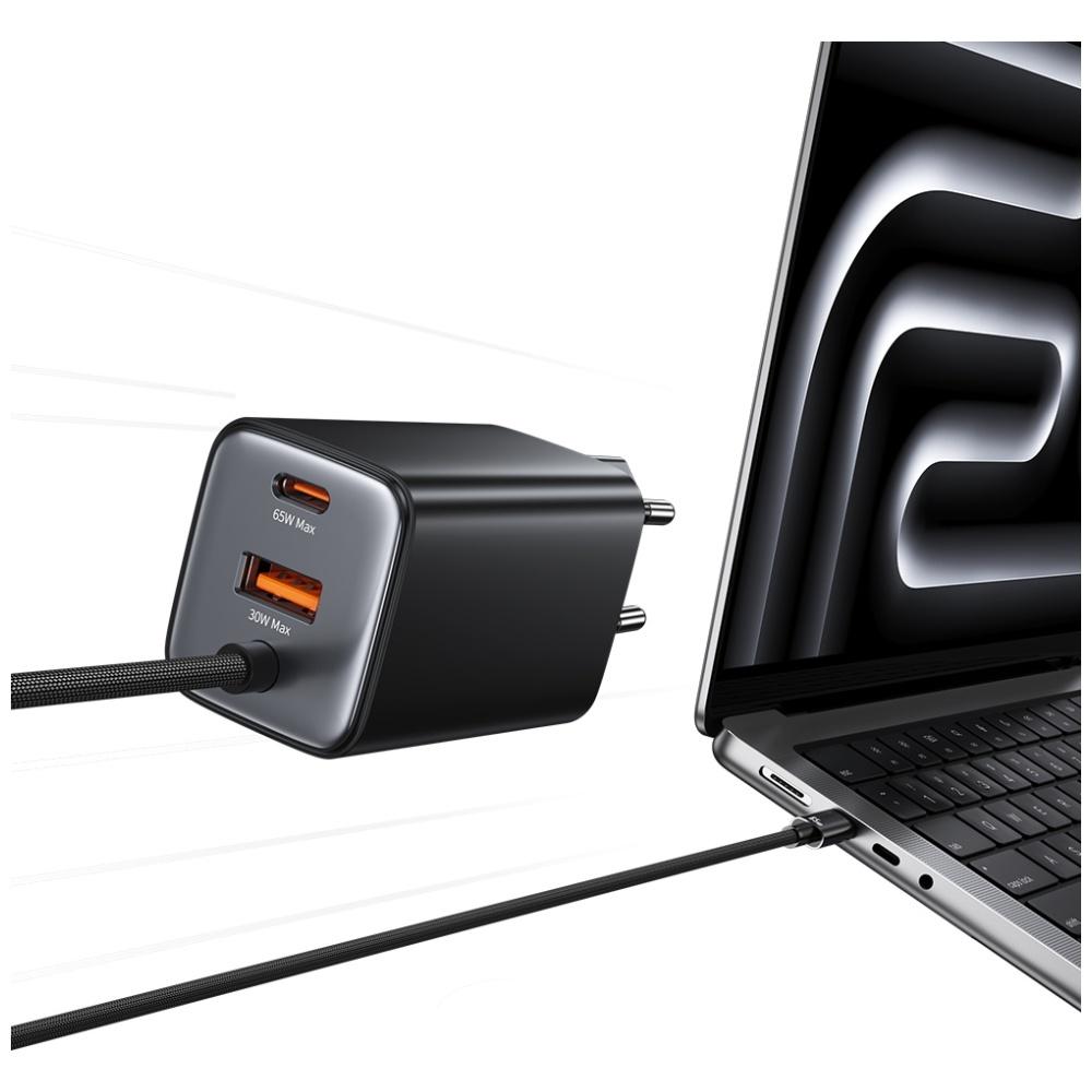 Ładowarka sieciowa 65W USAMS GaN Szybkie ładowanie 2xUSB-C USB-A Biała