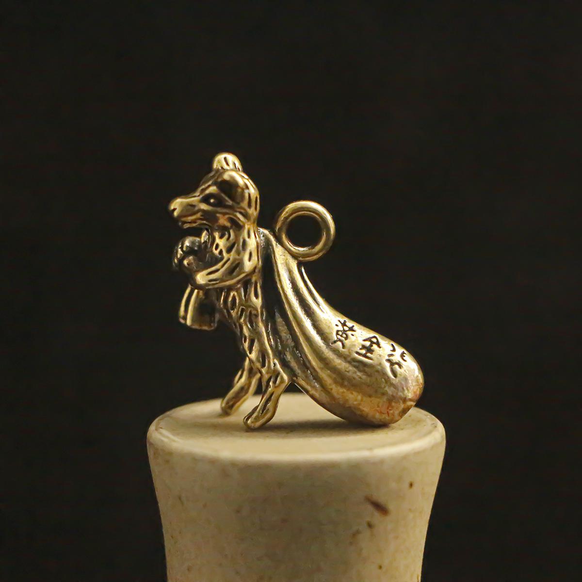 

3D Brass Chinese Zodiac Rat Keychain Pendant and Mini Hanging Ornament