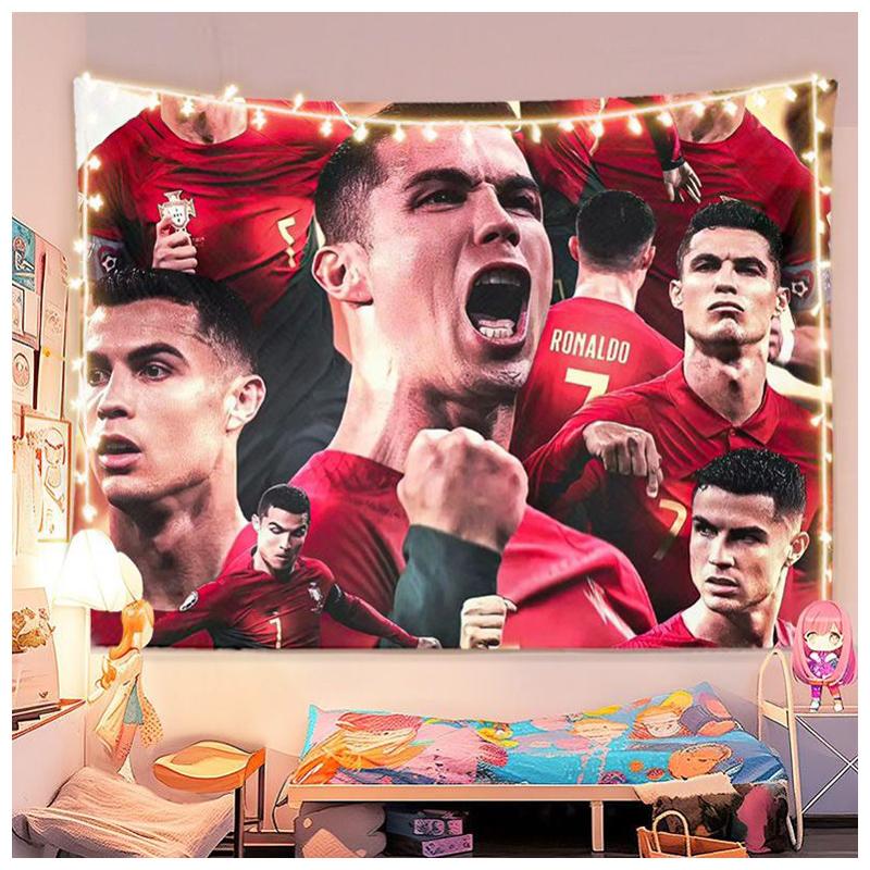 Cristiano Ronaldo Background Cloth Football Star Background Hanging Cloth Multiple Sizes Dormitory Wall Decoration Wall Tapestry