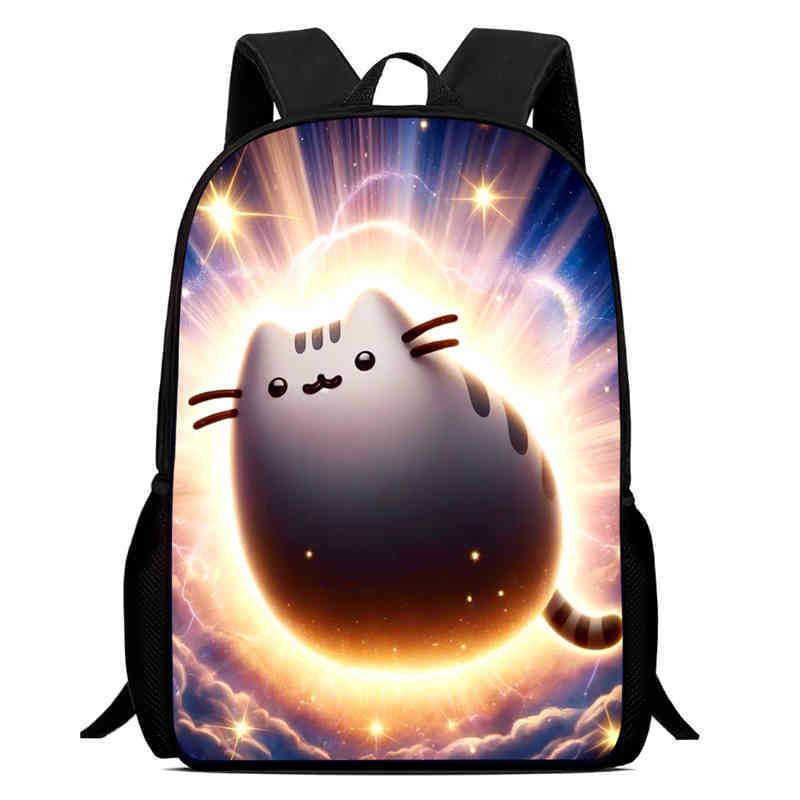 Pusheen Cat Kids Backpack Oxford Fabric Breathable Durable Lightweight School Bag For Elementary Students