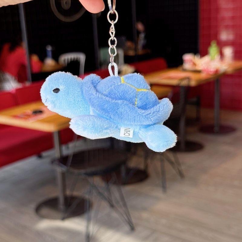 

Cute Animal Plush Turtle Pendant With Short Pile Fabric For Gifts And Decor Edge Curl Blue